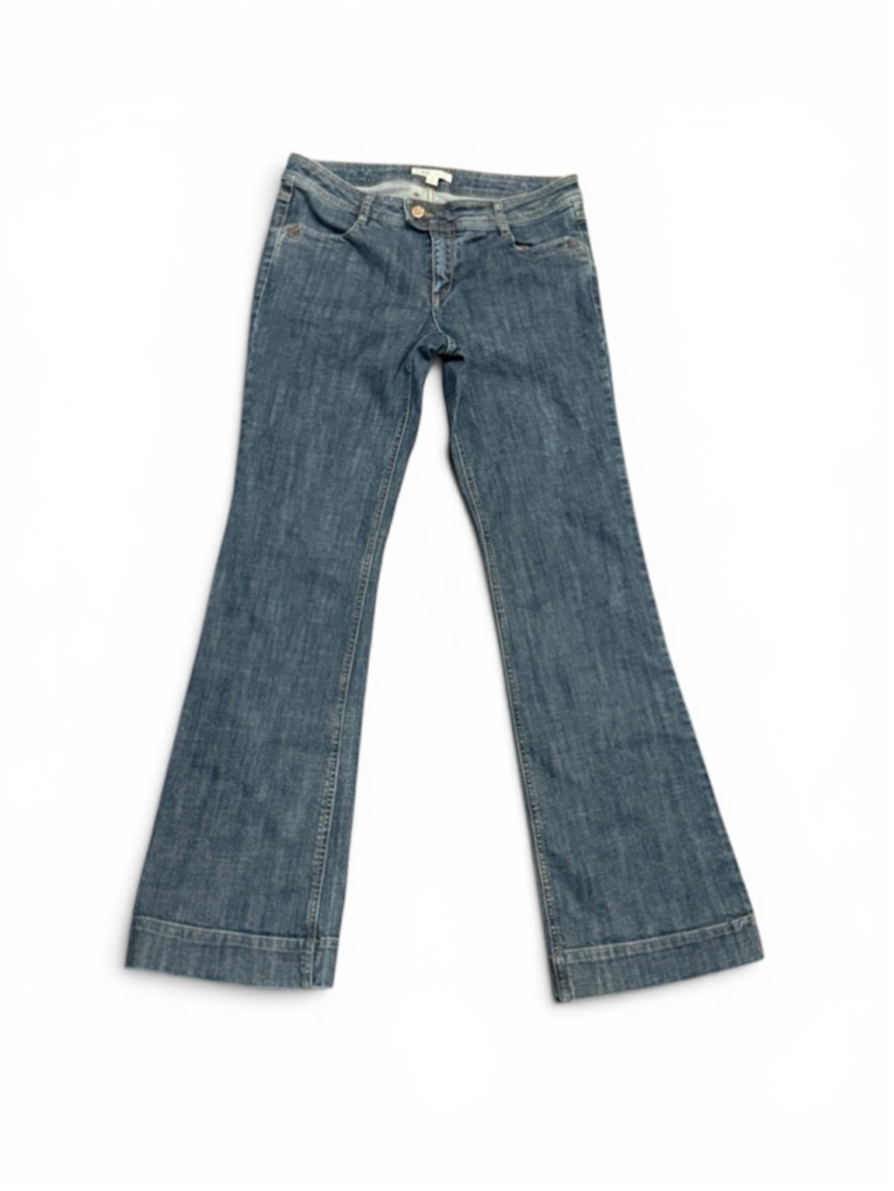 CAbi Jeans Women’s Medium Wash Flare Trouser WideLeg Low Rise Stretch Sz 8 Y2K